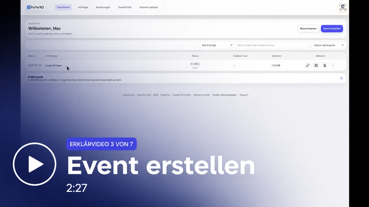 Vorschau zum Video Event erstellen